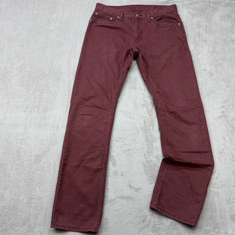 Levi's 514 Straight Fit Pants Mens 32x34 Burgundy Maroon Cotton Trousers
